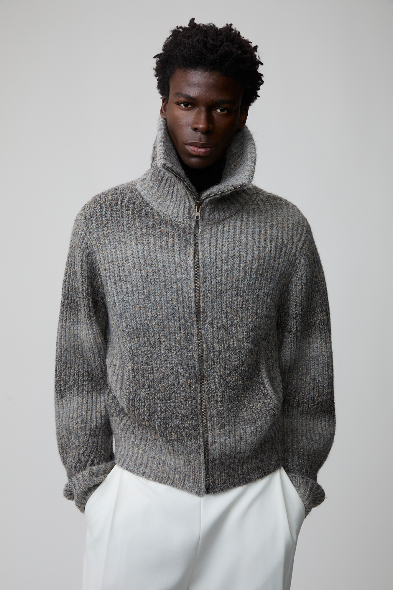 OPICLOTH Gradient Oversized Knit Zip-Up Cardigan, premium urban and streetwear designers apparel on PROJECTISR.com, OPICLOTH