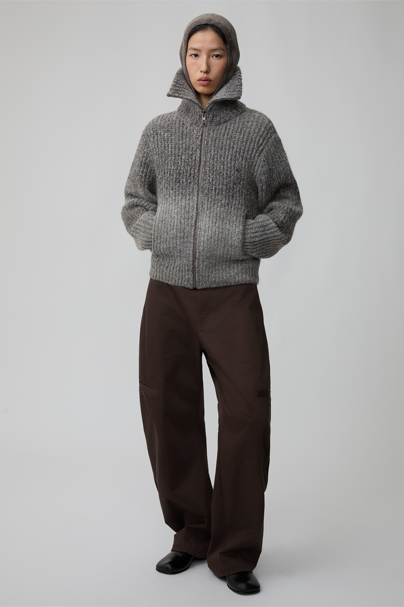 OPICLOTH Gradient Oversized Knit Zip-Up Cardigan, premium urban and streetwear designers apparel on PROJECTISR.com, OPICLOTH