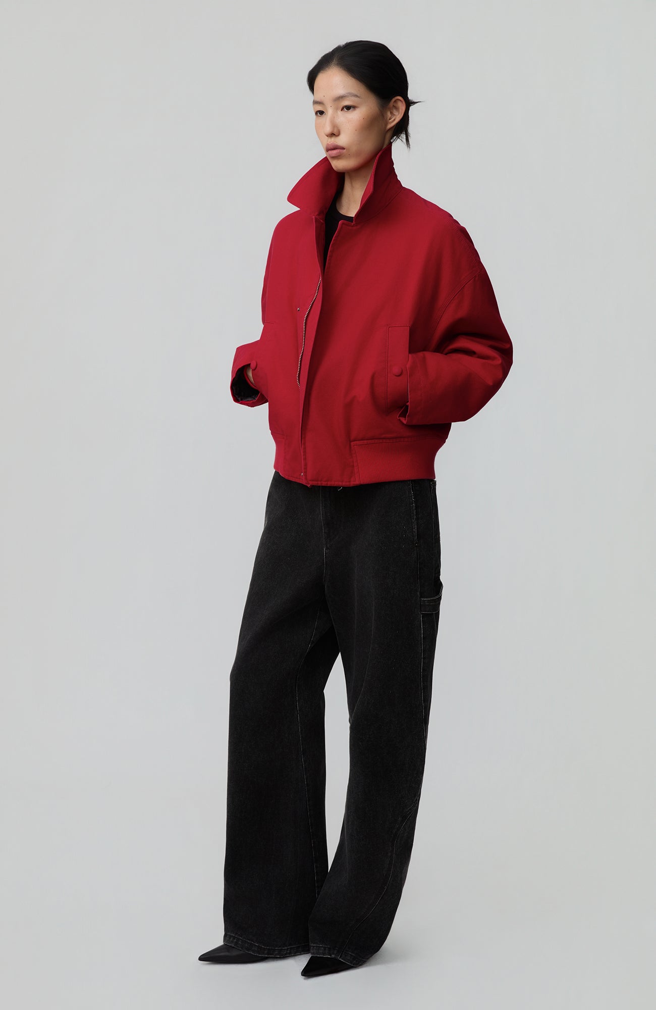 OPICLOTH Classic Washed Panel Straight-Leg Jeans