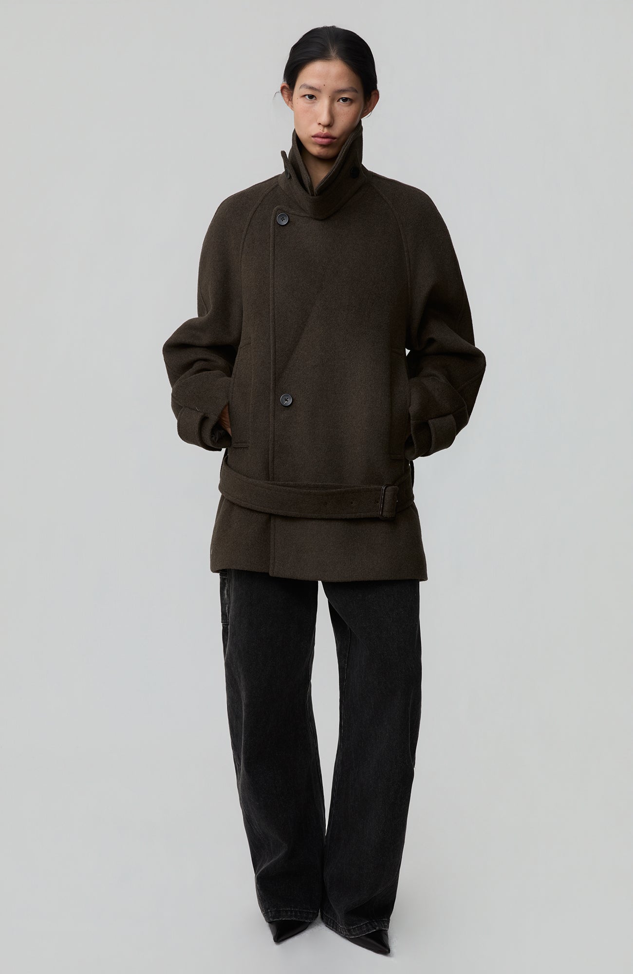 OPICLOTH Classic Washed Panel Straight-Leg Jeans