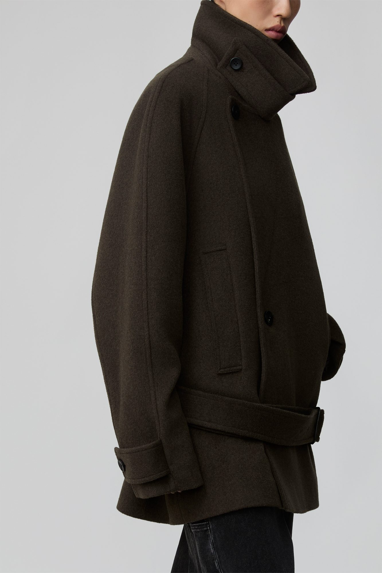 OPICLOTH Double-Breasted Belted Wool-Blend Coat, premium urban and streetwear designers apparel on PROJECTISR.com, OPICLOTH