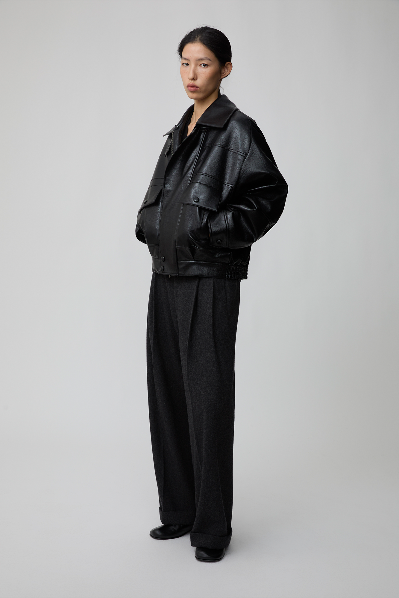 OPICLPOTH Wool-Blend Pleated Barrel Trousers, premium urban and streetwear designers apparel on PROJECTISR.com, OPICLOTH