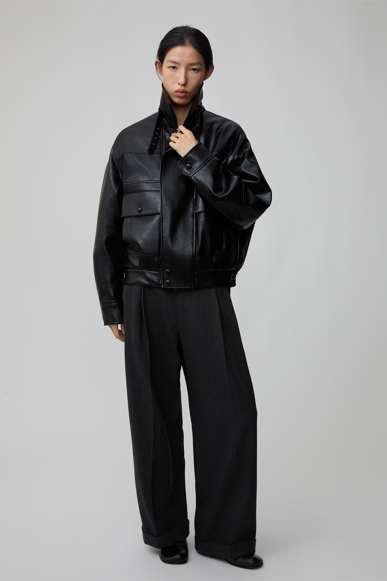 OPICLPOTH Wool-Blend Pleated Barrel Trousers, premium urban and streetwear designers apparel on PROJECTISR.com, OPICLOTH