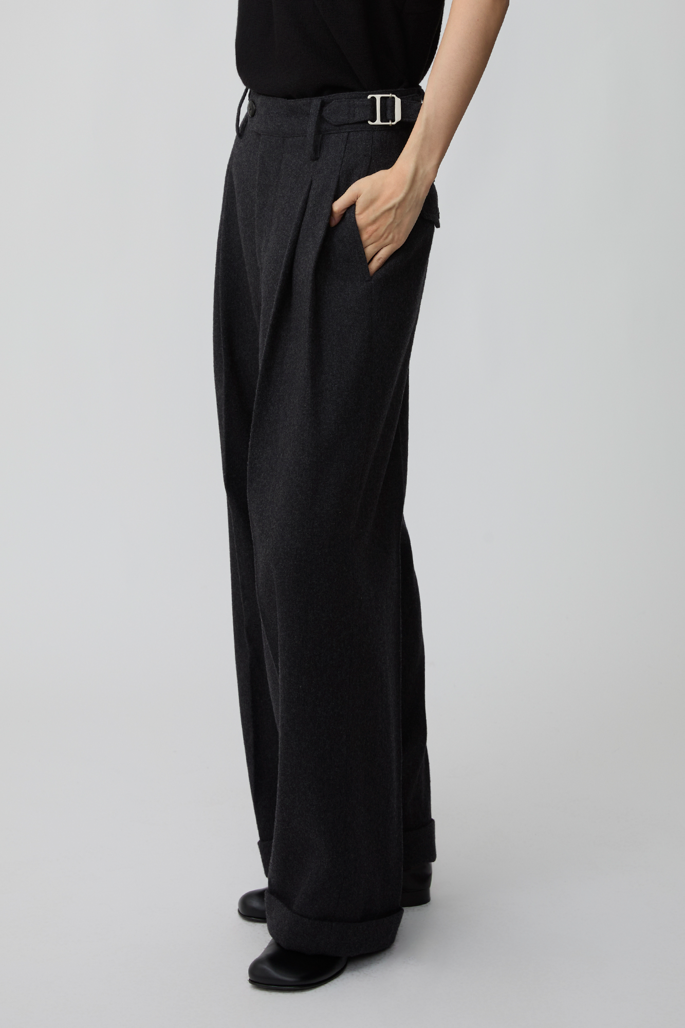 OPICLPOTH Wool-Blend Pleated Barrel Trousers, premium urban and streetwear designers apparel on PROJECTISR.com, OPICLOTH