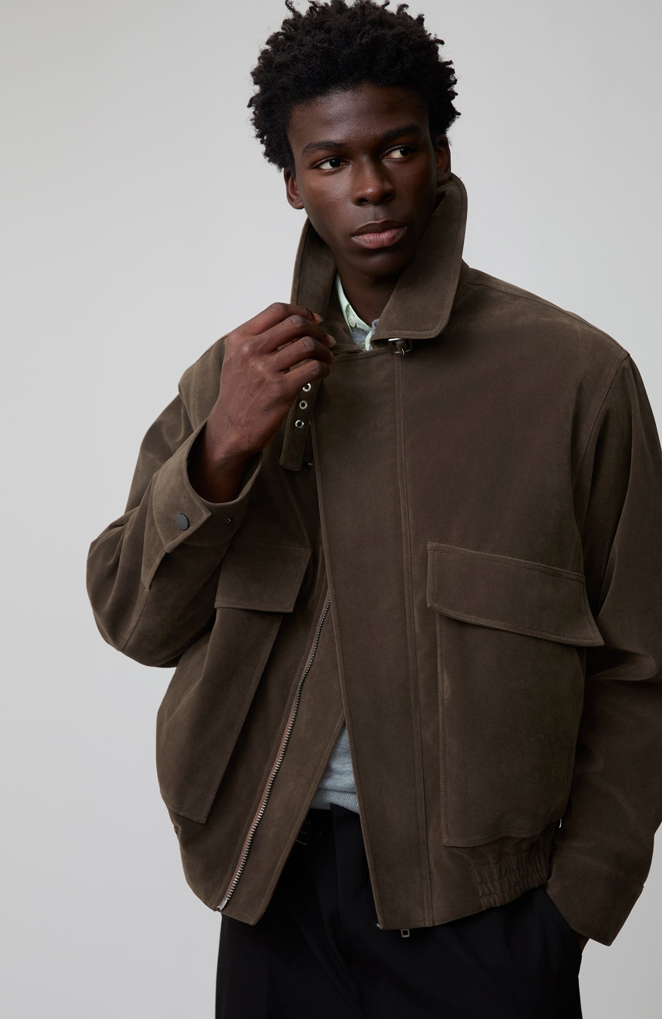 OPICLOTH Suede Dual Zip Quilted Jacket