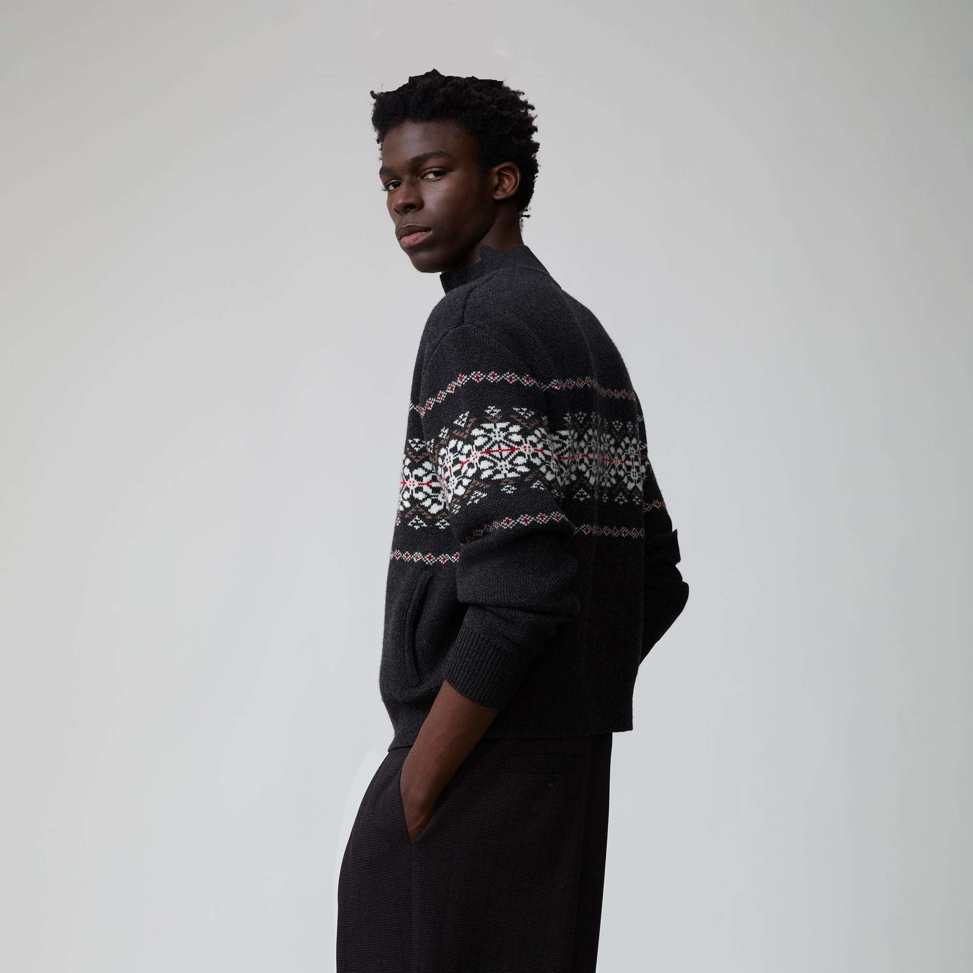OPICLOTH Fair Isle Jacquard Knit Cardigan