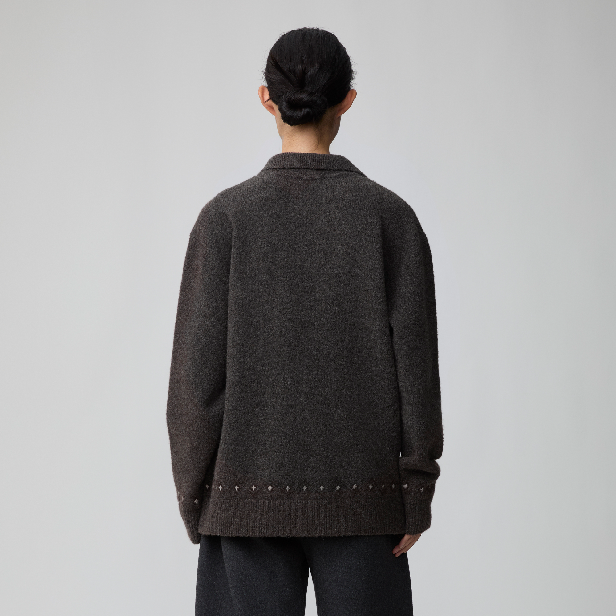 OPICLOTH Fair Isle Knit Polo Sweater