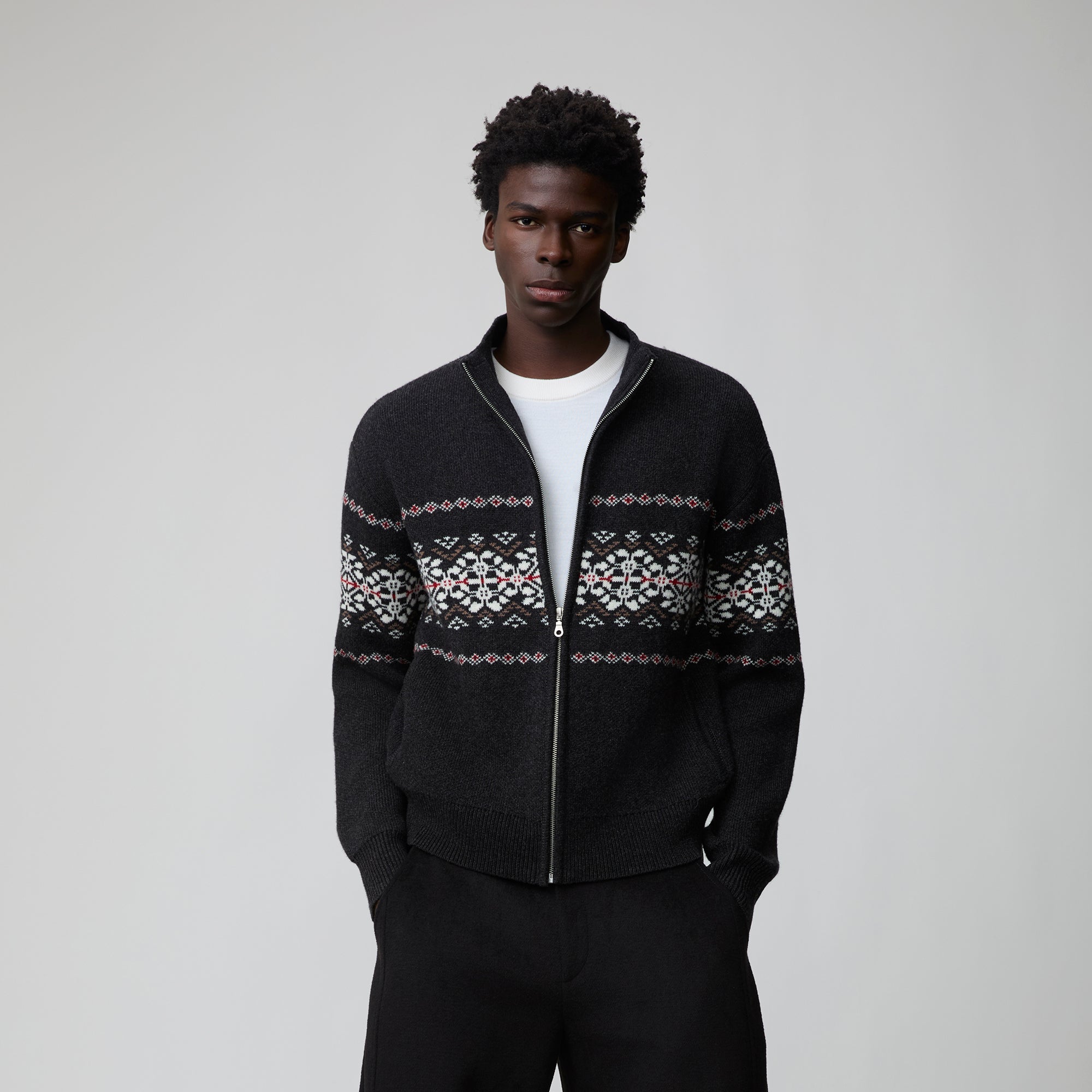 OPICLOTH Fair Isle Jacquard Knit Cardigan