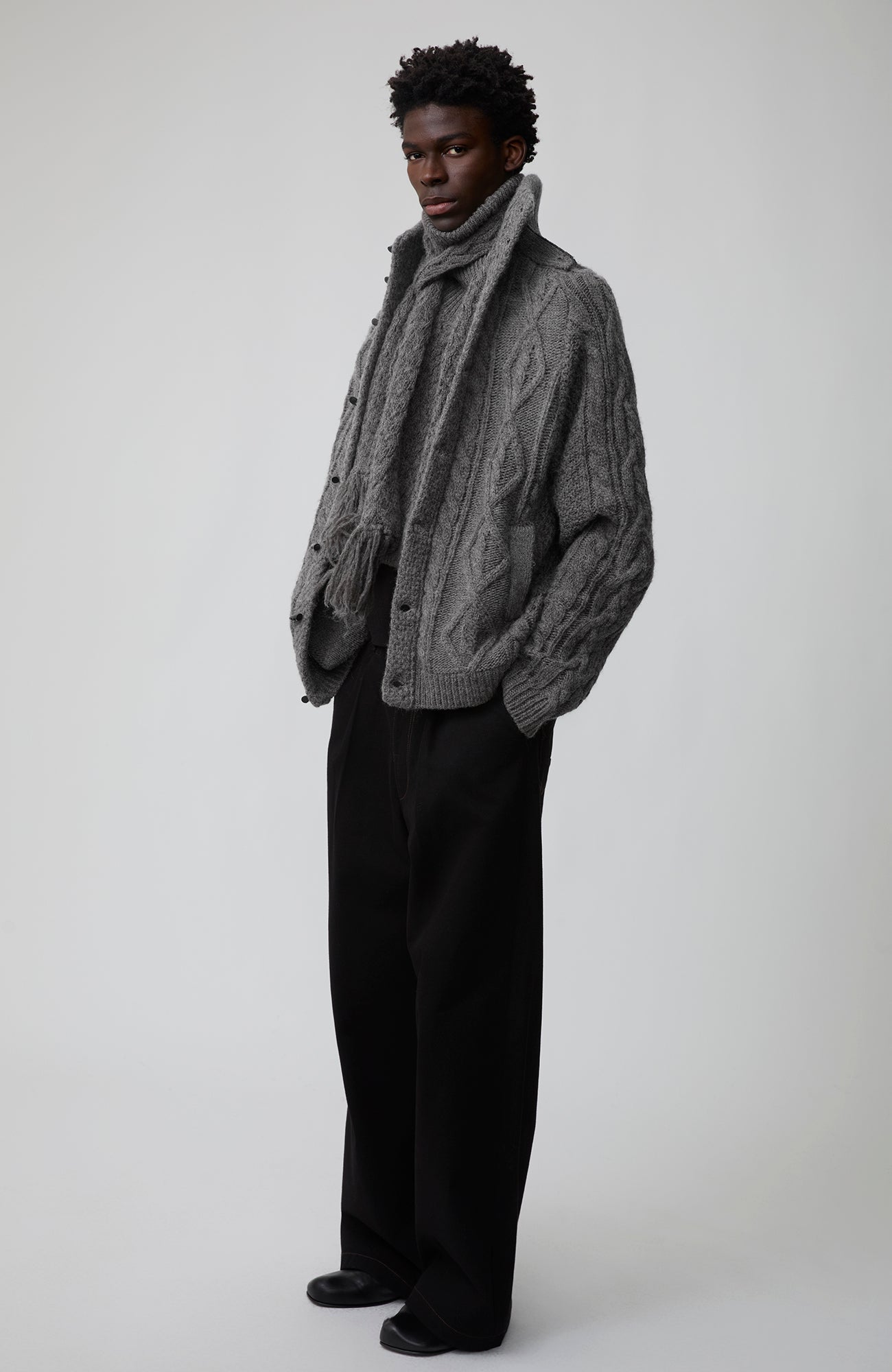 OPICLOTH Wool-Blend Fringed Shawl Scarf