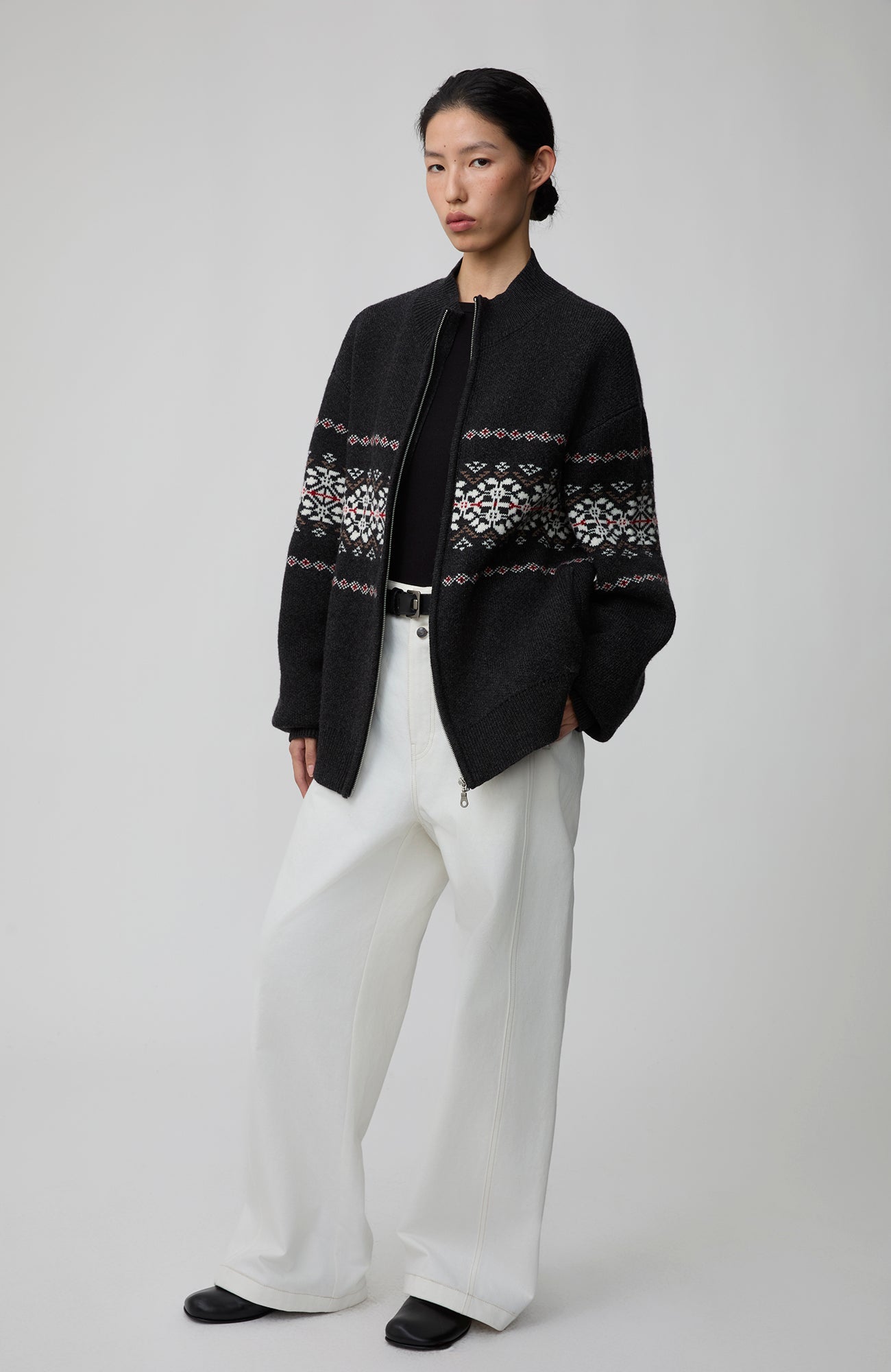 OPICLOTH Fair Isle Jacquard Knit Cardigan