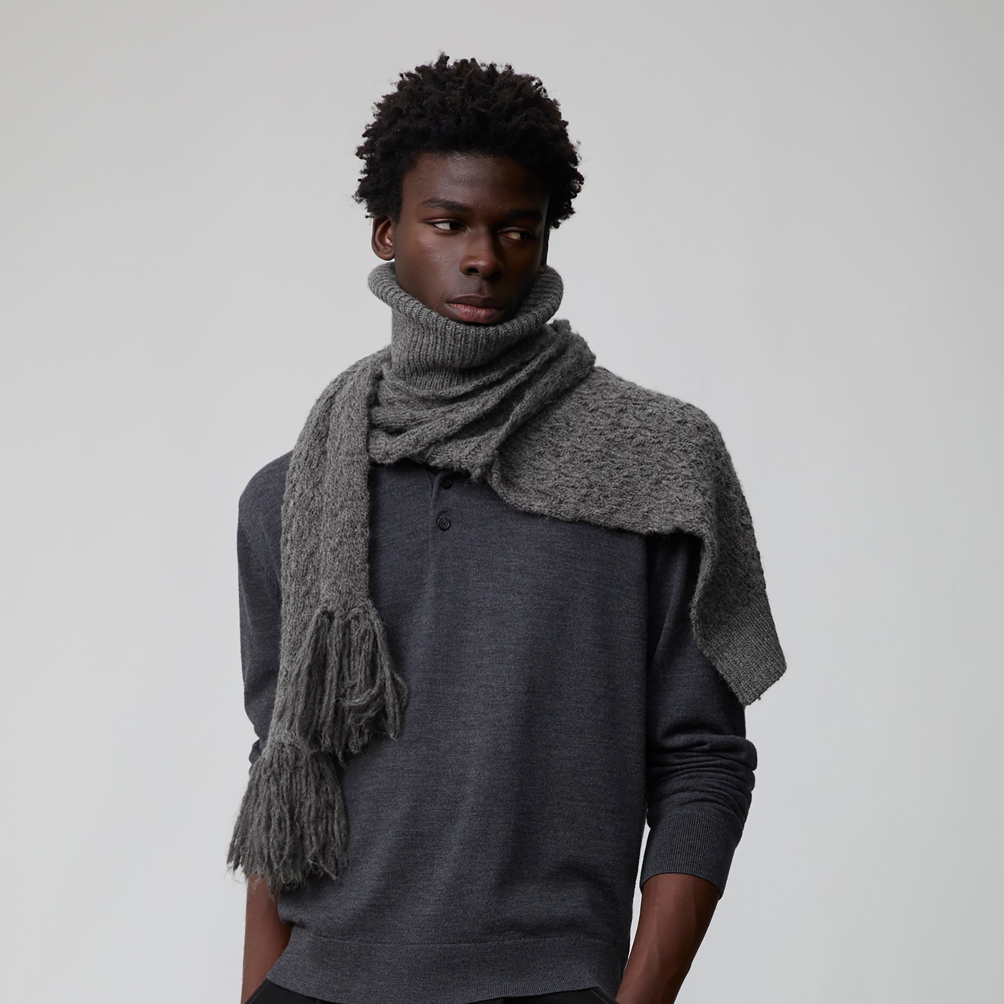 OPICLOTH Wool-Blend Fringed Shawl Scarf