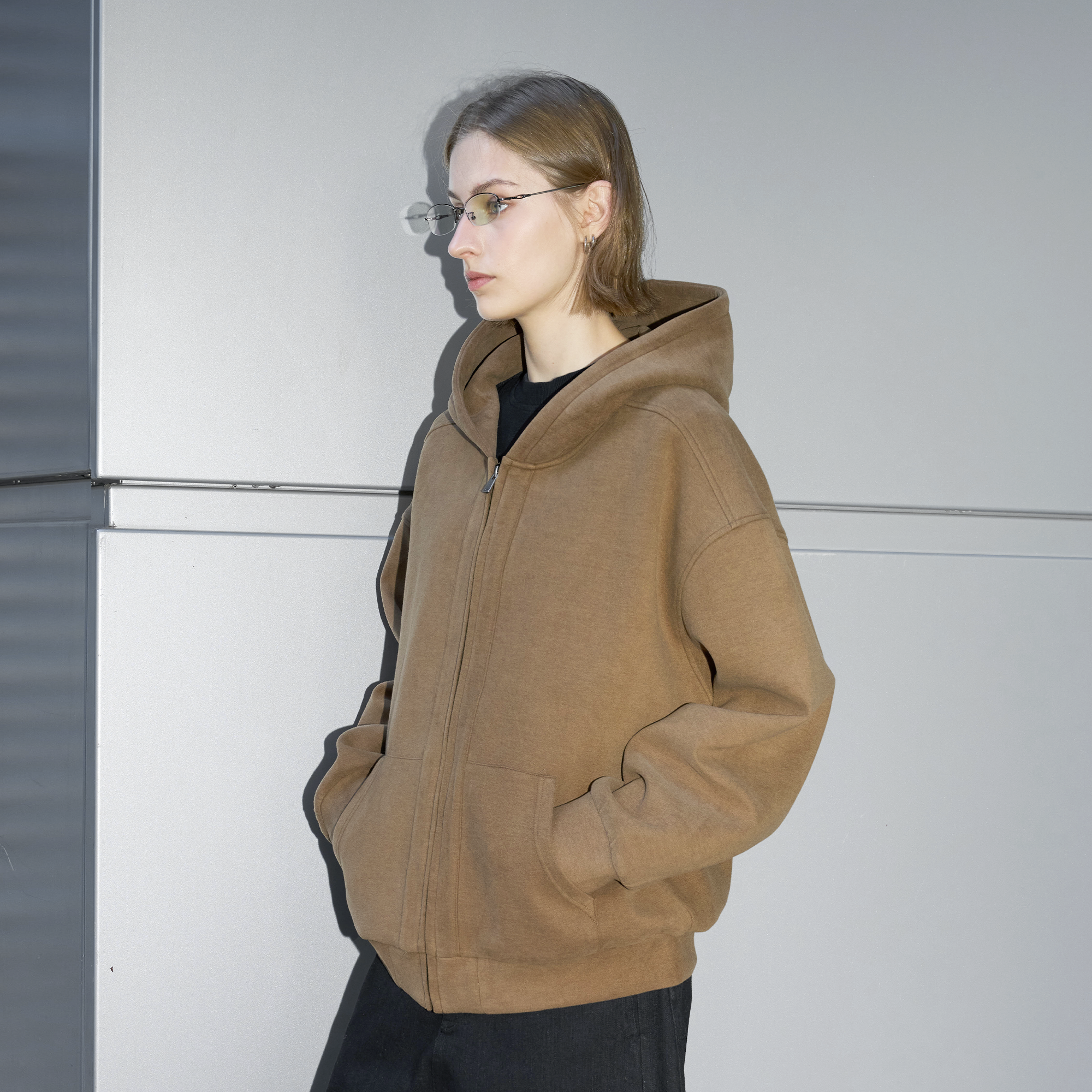 LABELROOM Washed Plush-Touch Hooded Jacket, premium urban and streetwear designers apparel on PROJECTISR.com, LABELROOM