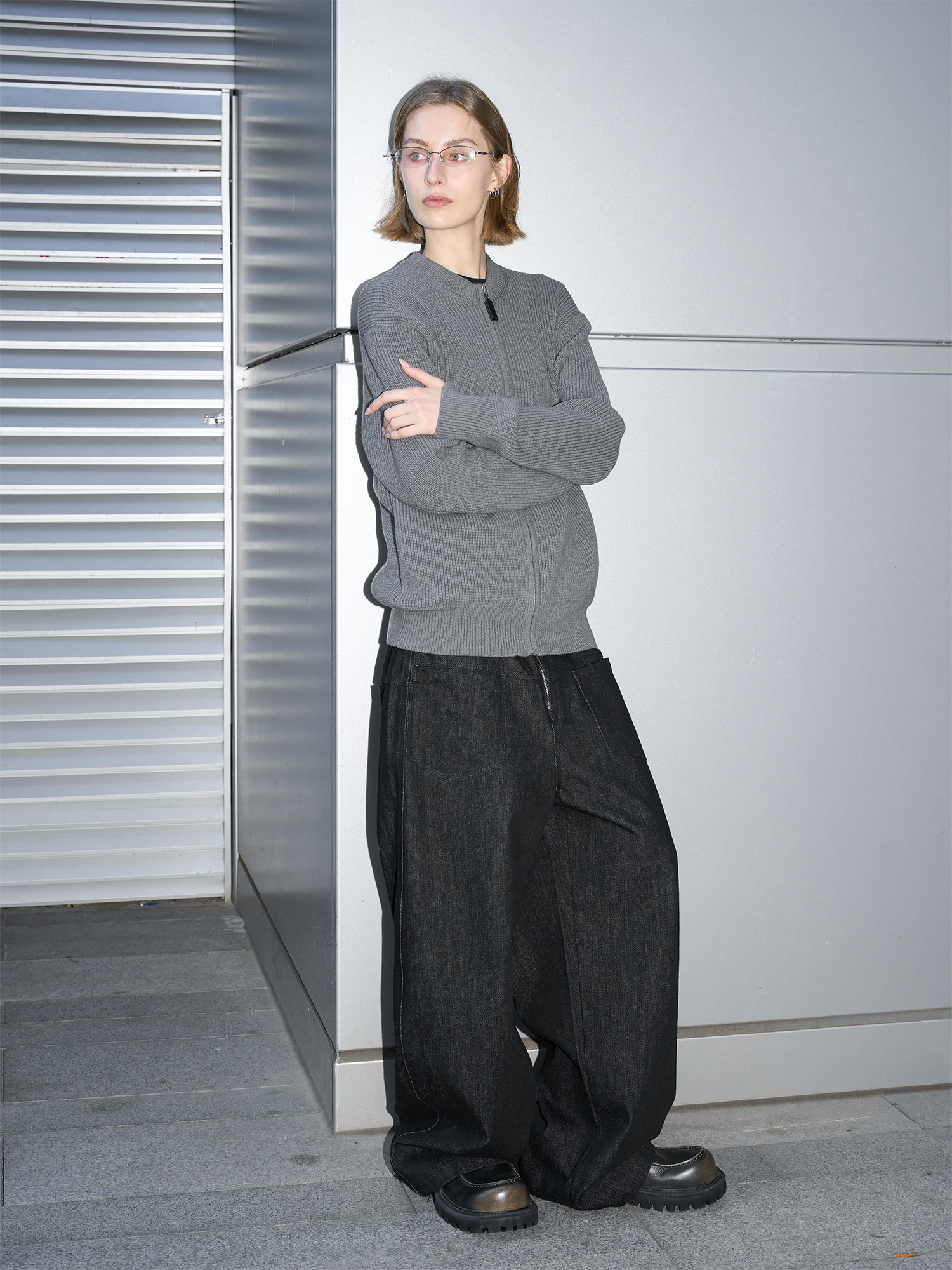 LABELROOM Washed Wide-Leg Raw Denim Pants, premium urban and streetwear designers apparel on PROJECTISR.com, LABELROOM