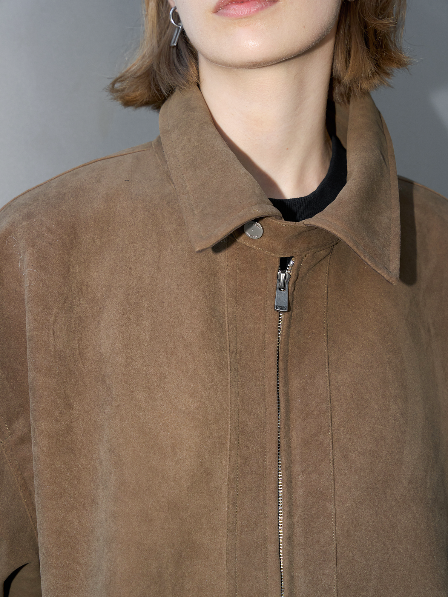 LABELROOM Paneled Faux-Suede Bomber Jacket, premium urban and streetwear designers apparel on PROJECTISR.com, LABELROOM