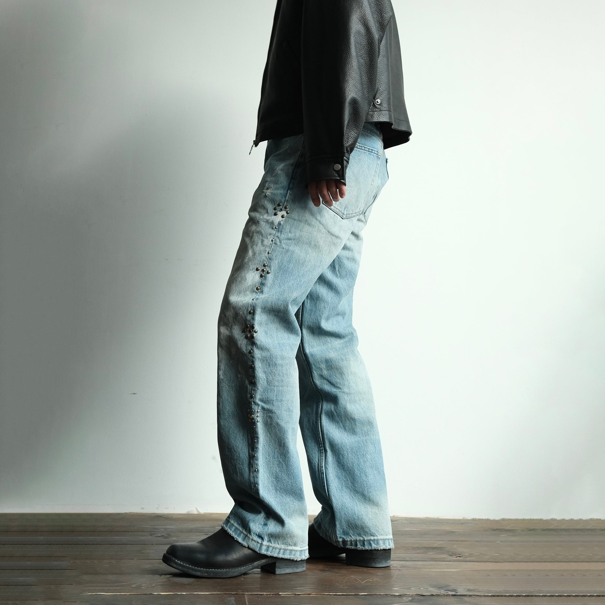 NEIGBORL Paint Splatter Washed Denim Pants, premium urban and streetwear designers apparel on PROJECTISR.com, NEIGBORL