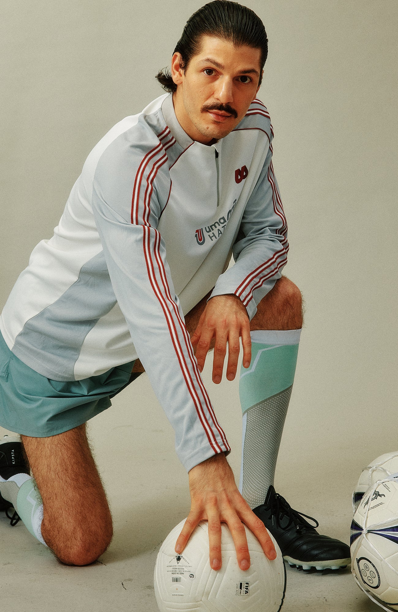 UMAMIISM Quick-Dry Striped Raglan Zip-Up Tee, premium urban and streetwear designers apparel on PROJECTISR.com, UMAMIISM