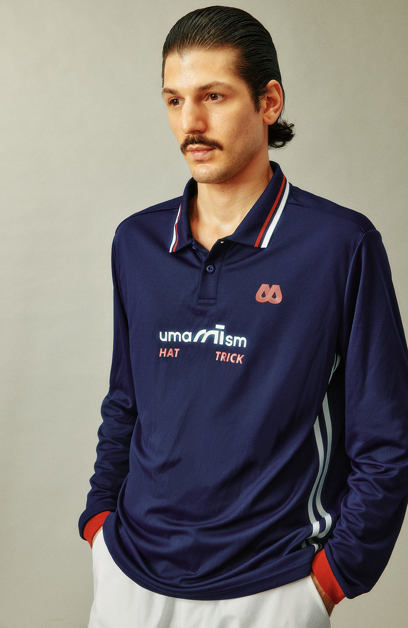 UMAMIISM Quick-Dry Striped Polo Long Sleeve Tee, premium urban and streetwear designers apparel on PROJECTISR.com, UMAMIISM