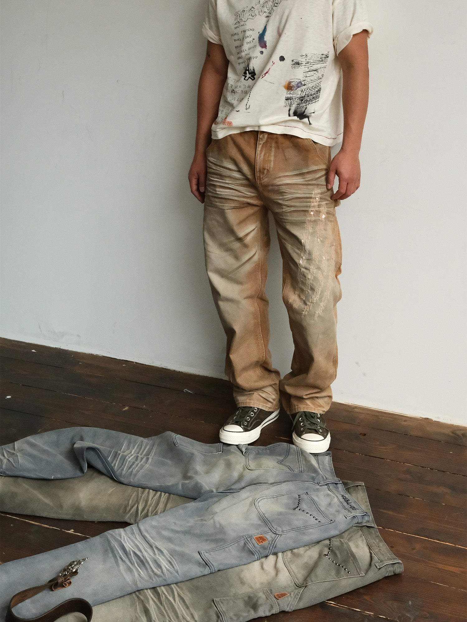 NEIGBORL Retro Distressed Washed Cargo Pants, premium urban and streetwear designers apparel on PROJECTISR.com, NEIGBORL