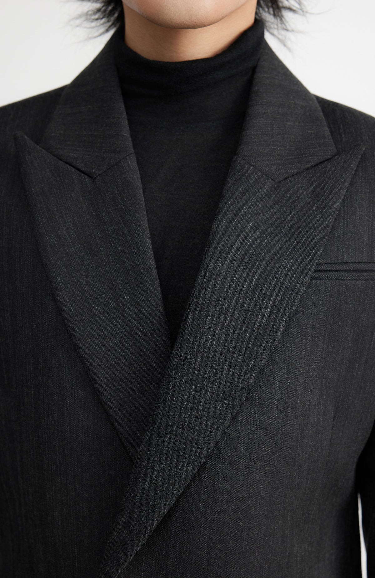 SAMMOKONPA Retro Cinched-Waist Padded-Shoulder Wool-Blend Blazer Coat