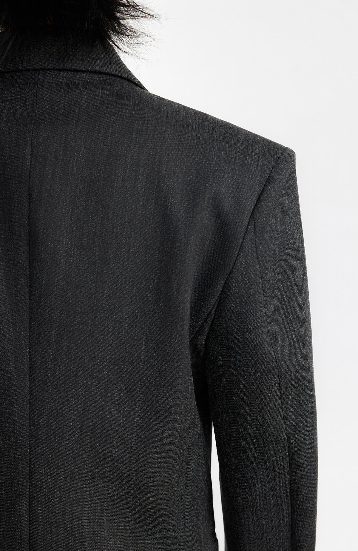 SAMMOKONPA Retro Cinched-Waist Padded-Shoulder Wool-Blend Blazer Coat