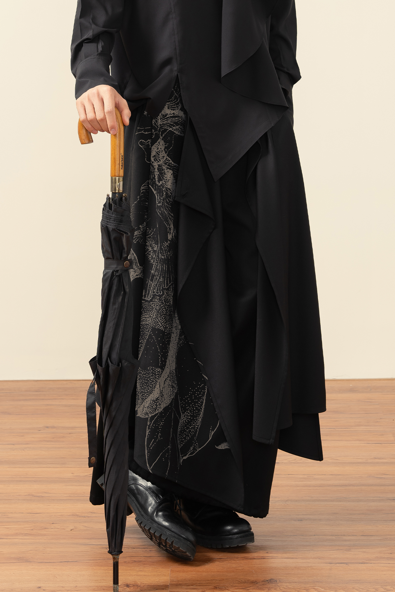 MOITIEDEPETALE Botanical Graphic Asymmetrical Layered Skirt-Pants