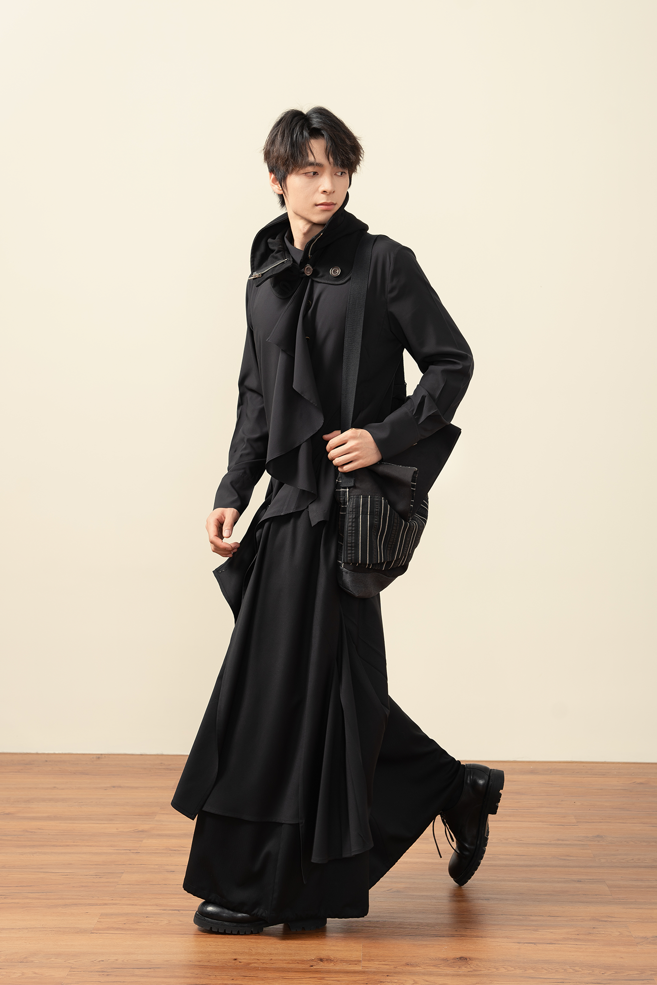 MOITIEDEPETALE Botanical Graphic Asymmetrical Layered Skirt-Pants