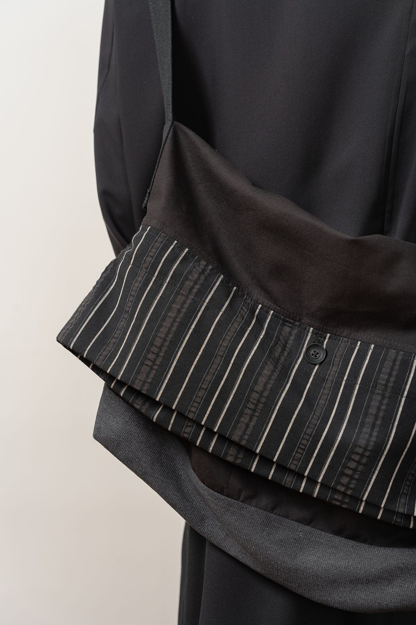 MOITIEDEPETALE Layered Stripe-Panel Crossbody Bag, premium urban and streetwear designers apparel on PROJECTISR.com, MOITIEDEPETALE