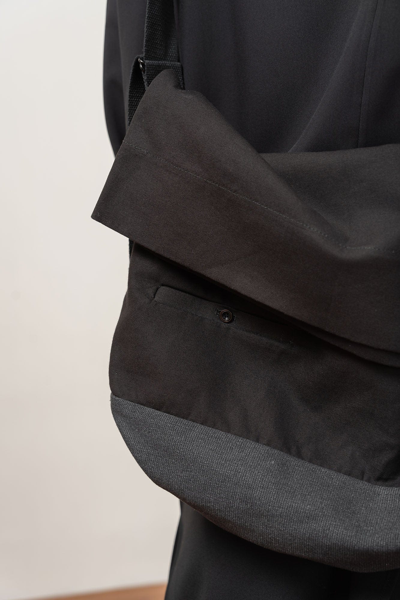 MOITIEDEPETALE Layered Stripe-Panel Crossbody Bag, premium urban and streetwear designers apparel on PROJECTISR.com, MOITIEDEPETALE