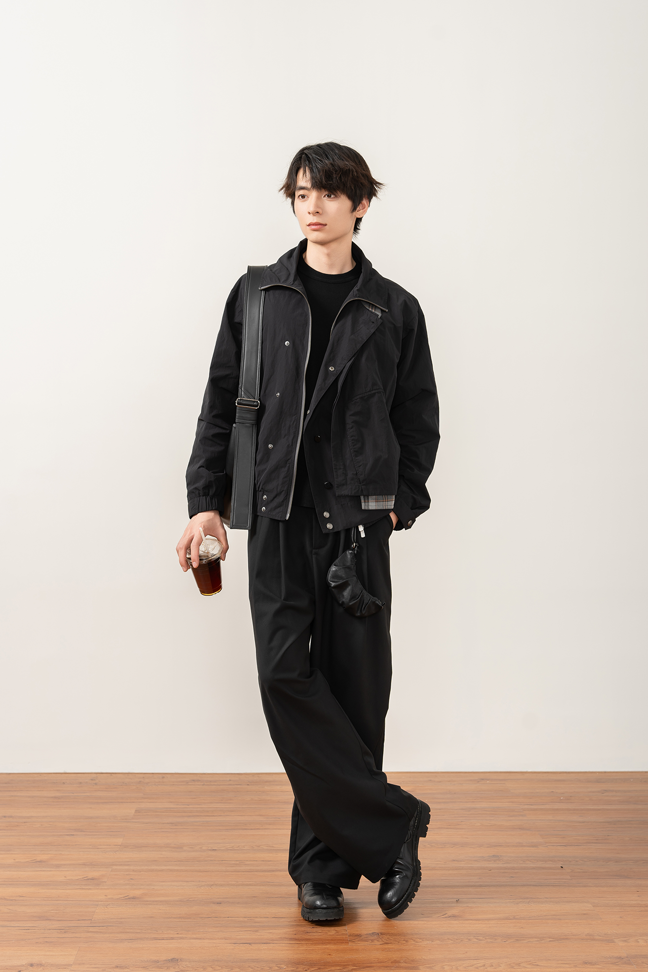 MOITIEDEPETALE Layered Plaid-Trim Jacket
