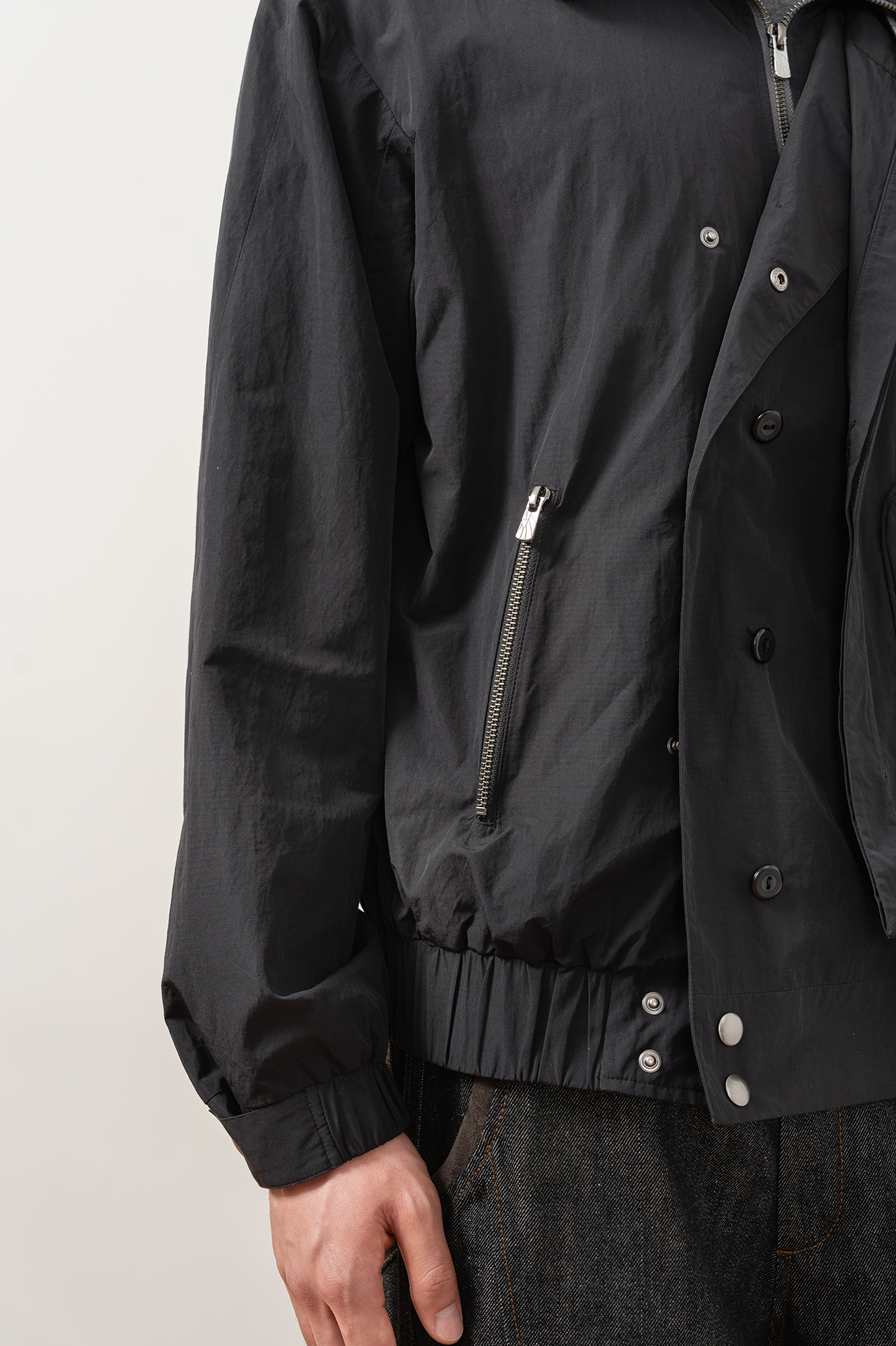 MOITIEDEPETALE Layered Plaid-Trim Jacket