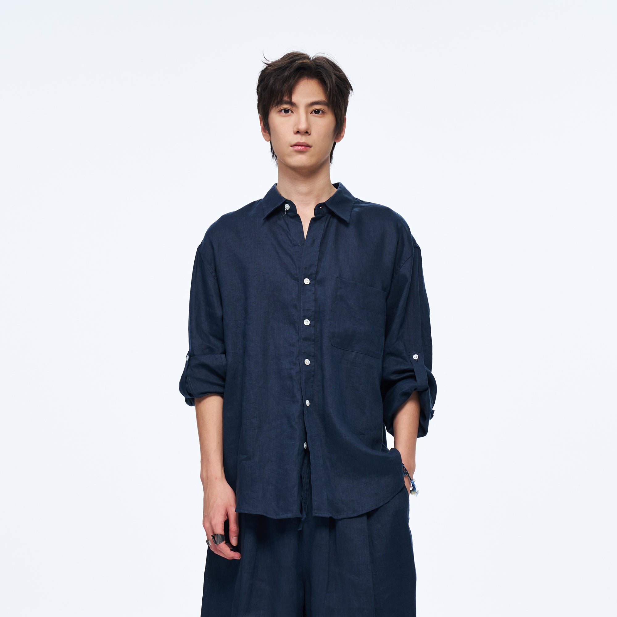 OVERLAPS Soft-Drape Button-Up Shirt, premium urban and streetwear designers apparel on PROJECTISR.com, OVERLAPS