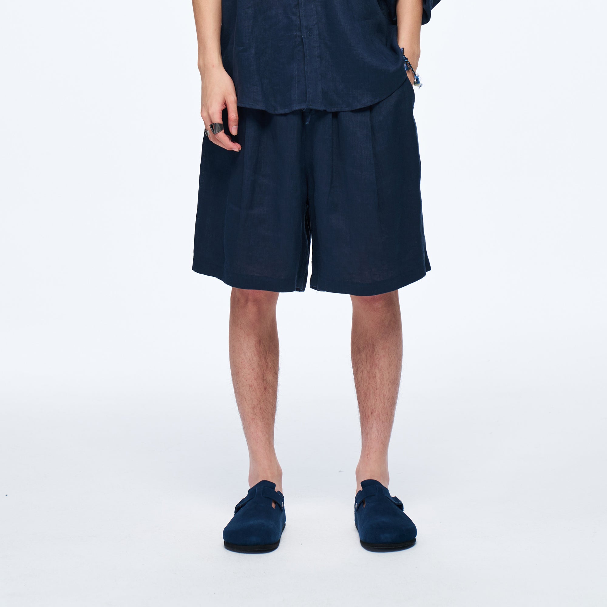 OVERLAPS Soft-Drape Pleated Shorts, premium urban and streetwear designers apparel on PROJECTISR.com, OVERLAPS