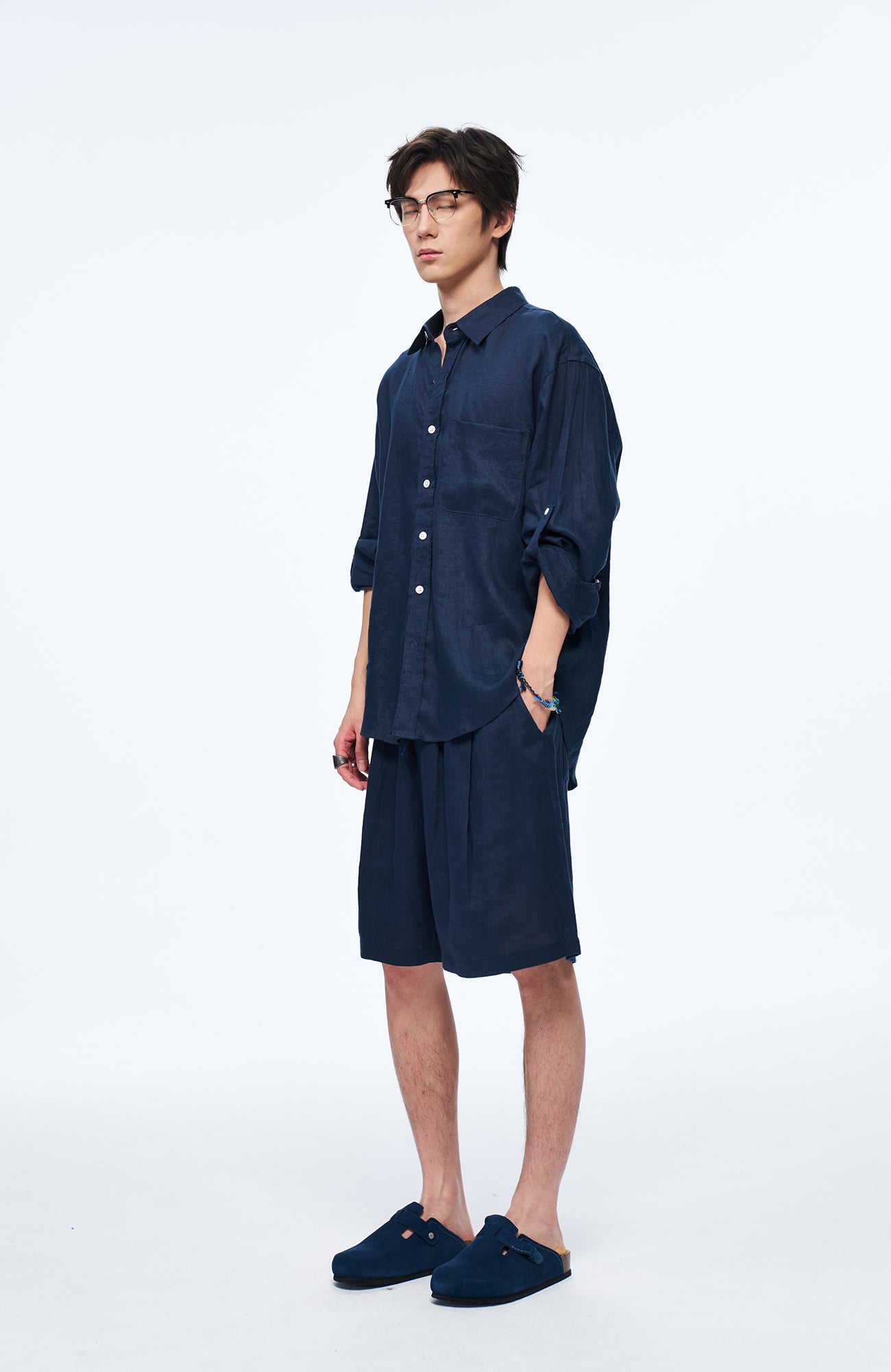 OVERLAPS Soft-Drape Pleated Shorts, premium urban and streetwear designers apparel on PROJECTISR.com, OVERLAPS