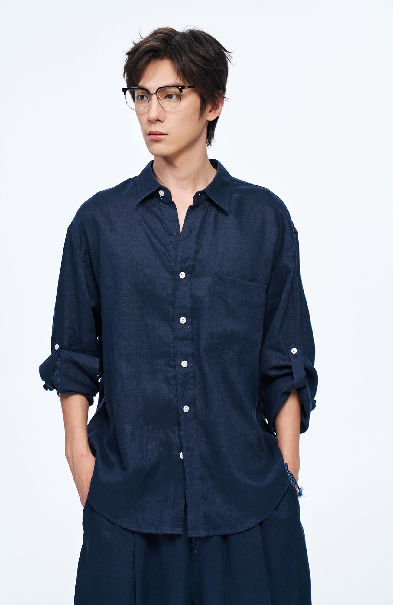 OVERLAPS Soft-Drape Button-Up Shirt, premium urban and streetwear designers apparel on PROJECTISR.com, OVERLAPS