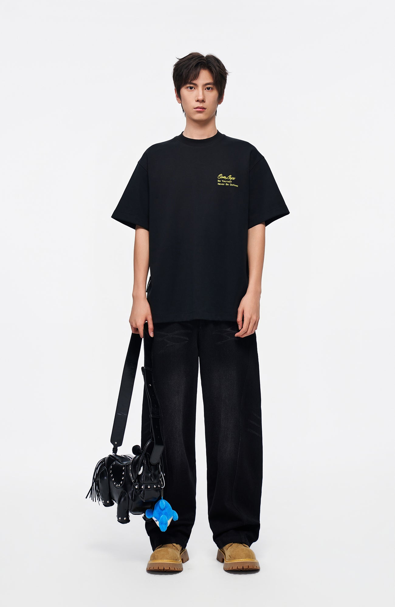 OVERLAPS Slim Curved-Leg Jeans, premium urban and streetwear designers apparel on PROJECTISR.com, OVERLAPS