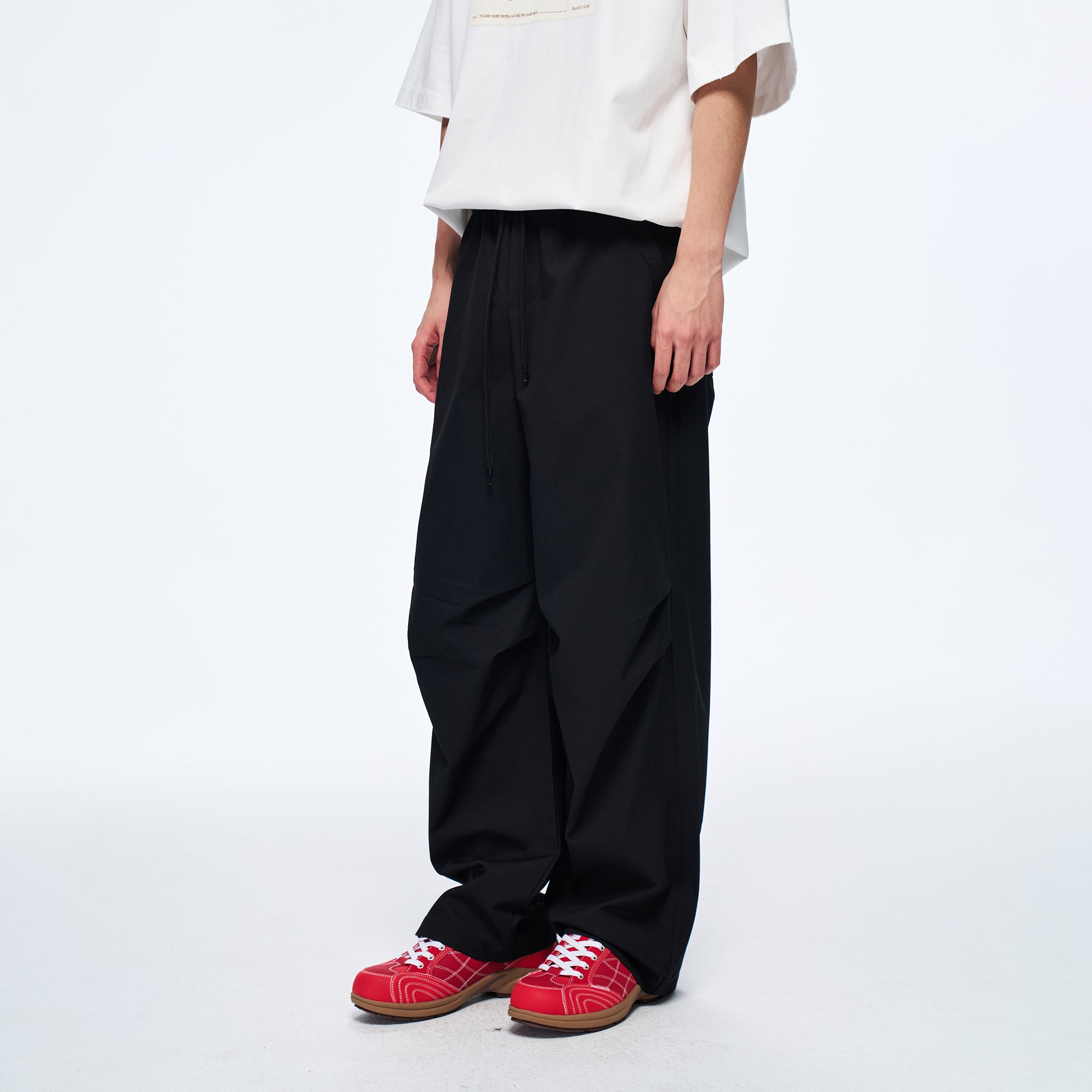 OVERLAPS Easy-Fit Straight-Leg Pants Black, premium urban and streetwear designers apparel on PROJECTISR.com, OVERLAPS