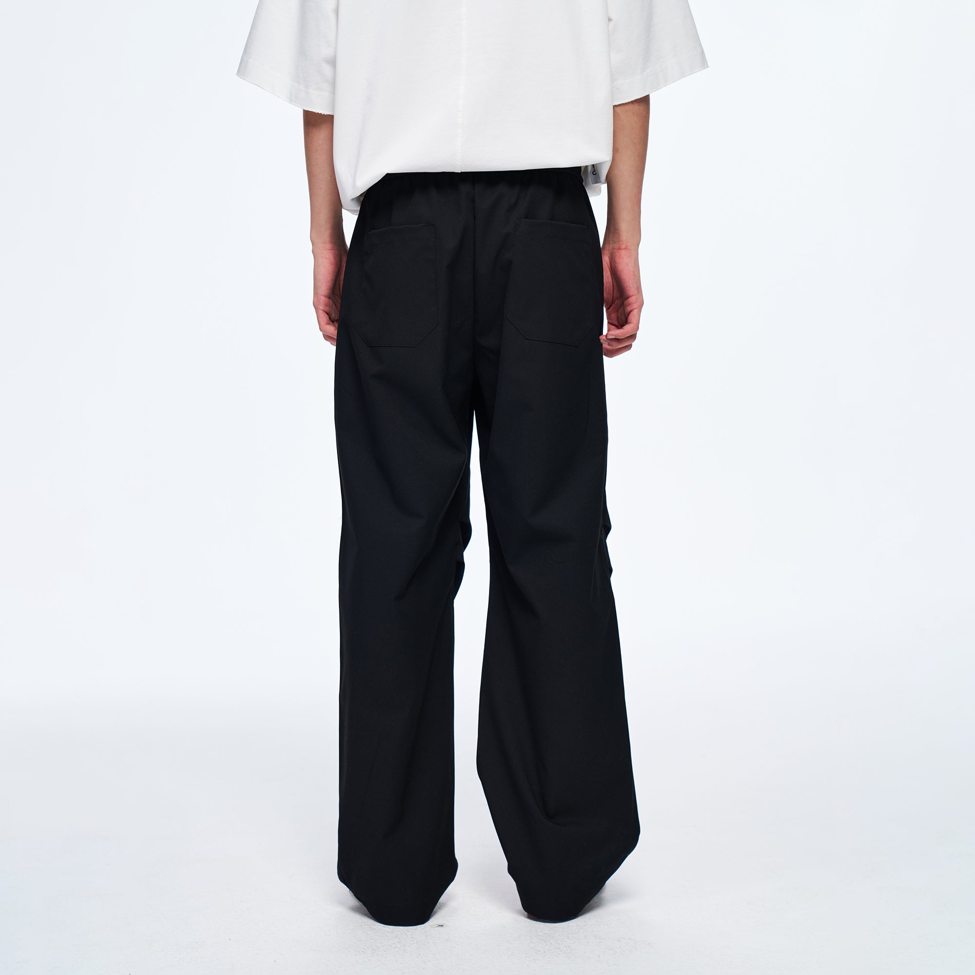 OVERLAPS Easy-Fit Straight-Leg Pants Black, premium urban and streetwear designers apparel on PROJECTISR.com, OVERLAPS