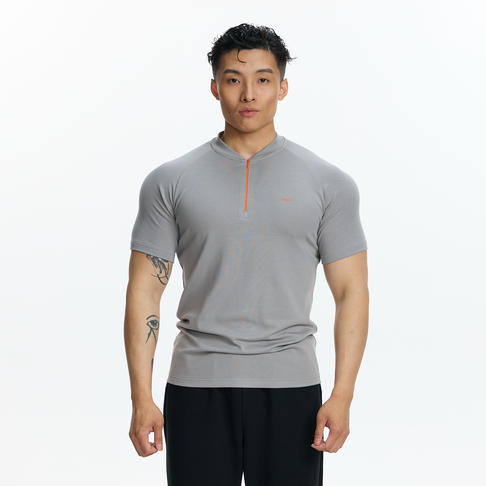 PUMPPLUS Antibacterial Half-Zip Slim Sports Tee, premium urban and streetwear designers apparel on PROJECTISR.com, PUMPPLUS
