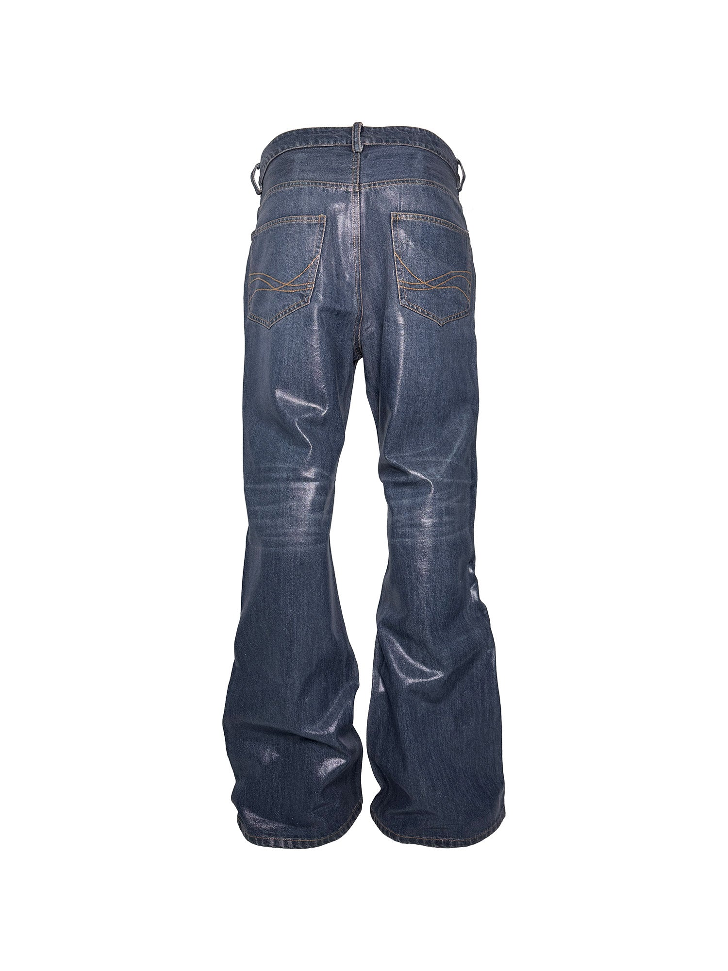 PCCVISION Resin-Coated Flared Jeans, premium urban and streetwear designers apparel on PROJECTISR.com, PCCVISION