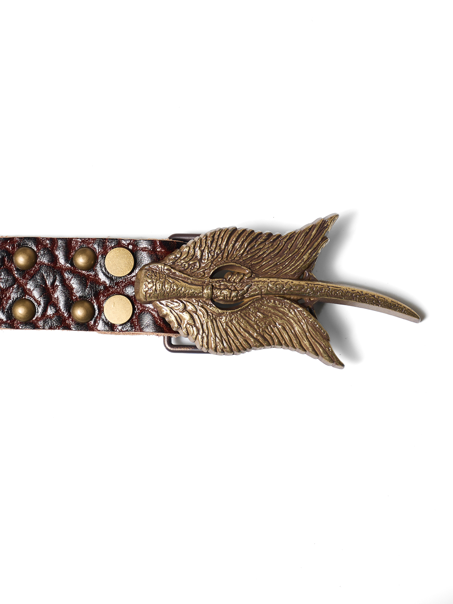 RICHILL Bronze Wing Emblem Cracked Leather Belt