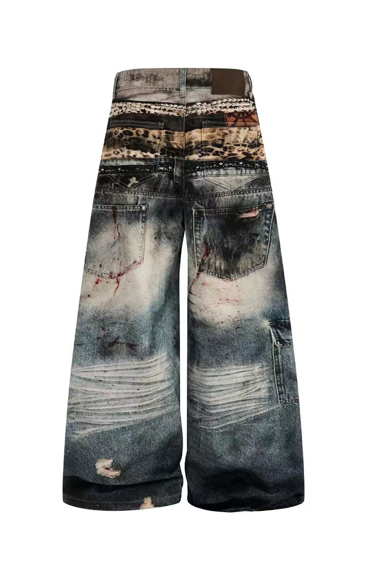 YIZILINGF Graphic Distressed Baggy Jeans