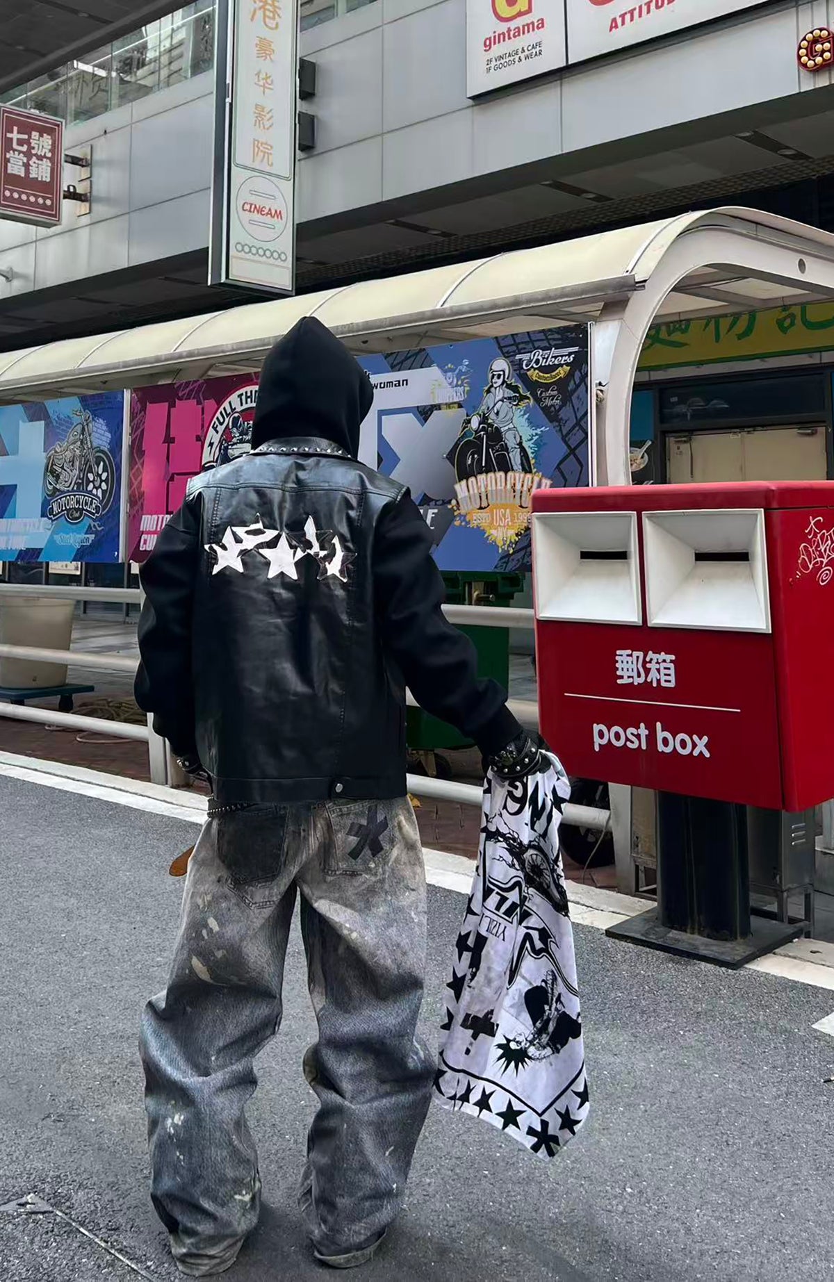 YIZILINGF Cross Graphic Oversized Jeans