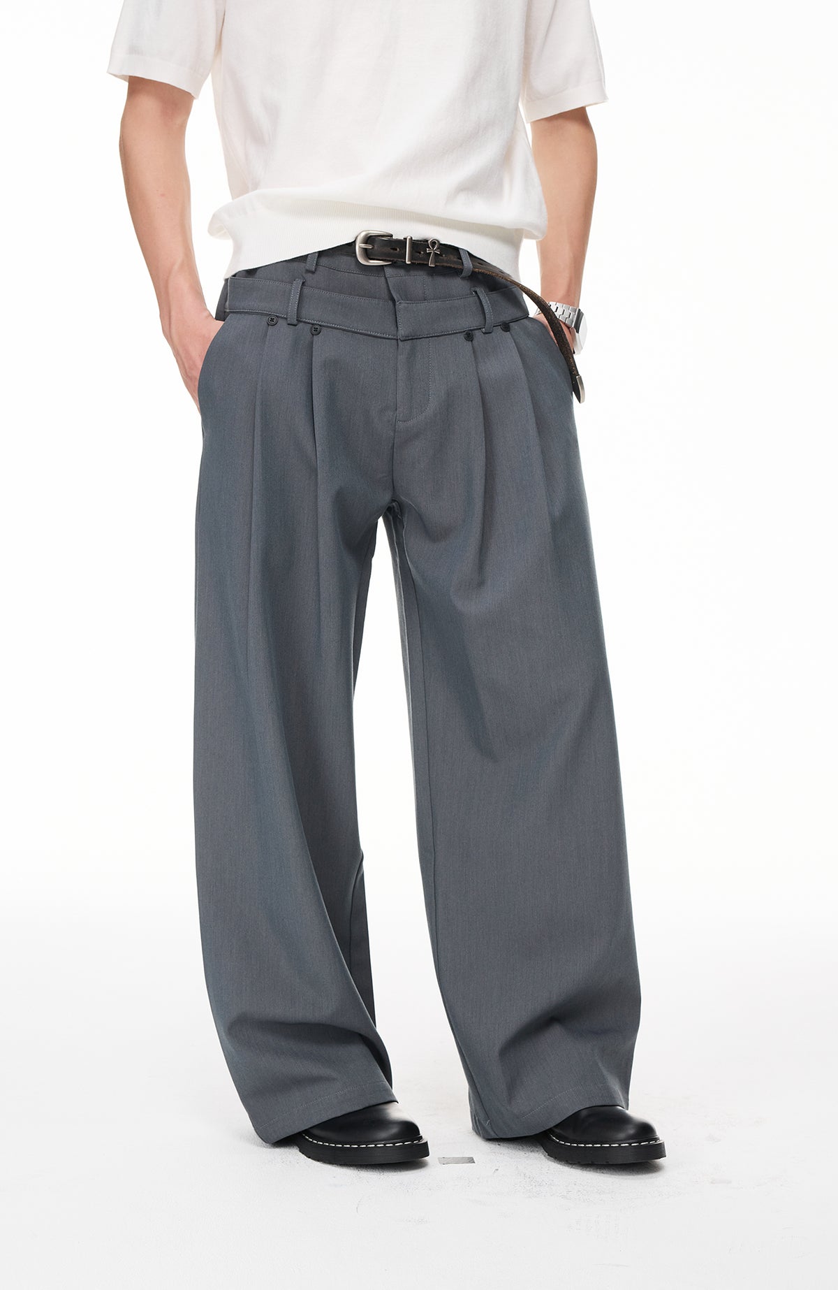 BOTANICA Double-Pleat Wide-Leg Trousers