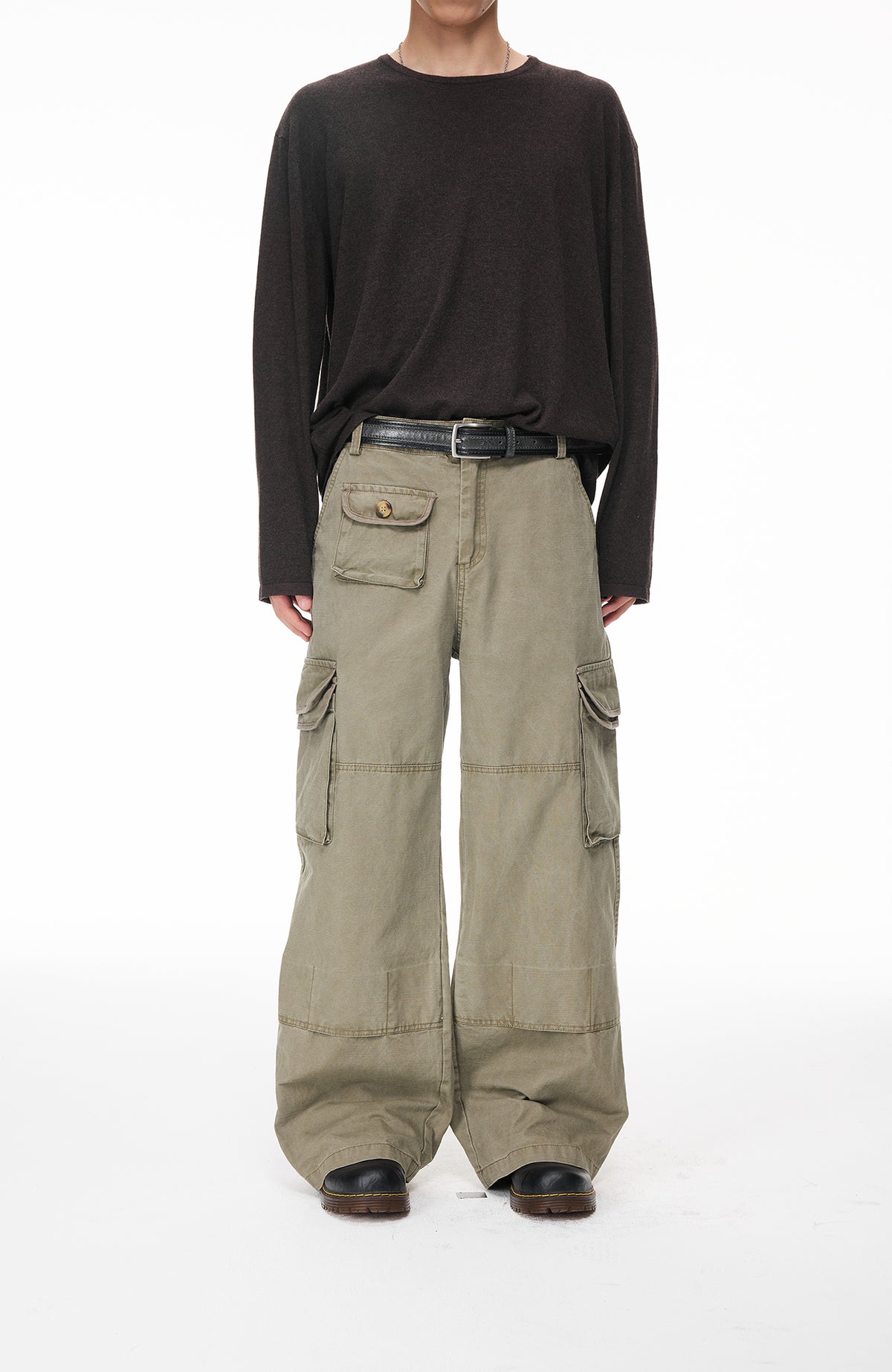 BOTANICA Washed Multi-Pocket Straight-Leg Cargo Jeans