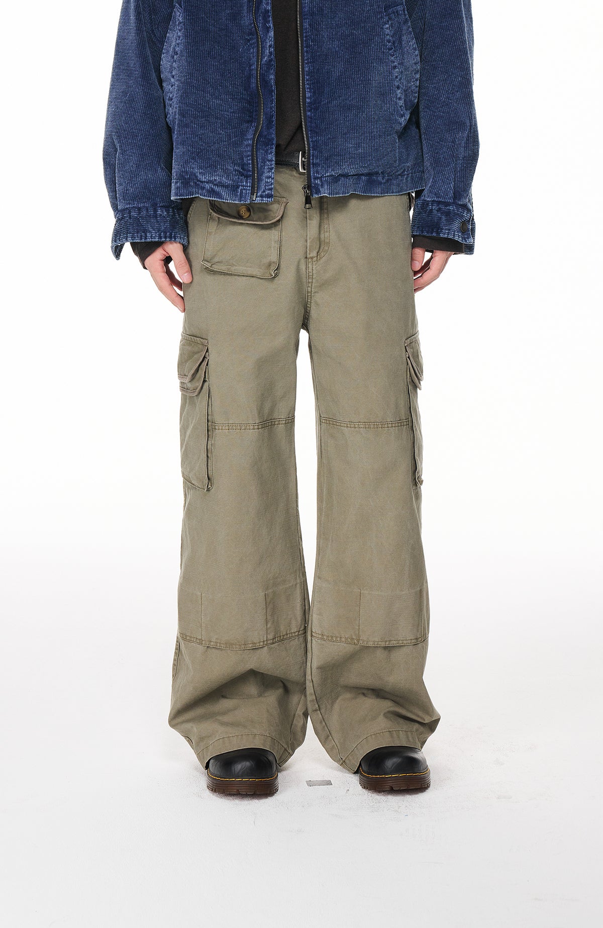 BOTANICA Washed Multi-Pocket Straight-Leg Cargo Jeans