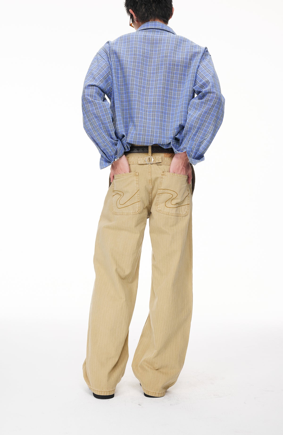 BOTANICA Retro Herringbone Slim Cotton Trousers
