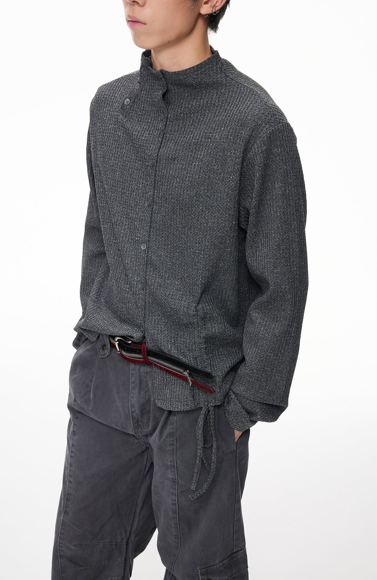 BOTANICA Drawstring Mock-Neck Long-Sleeve Tee