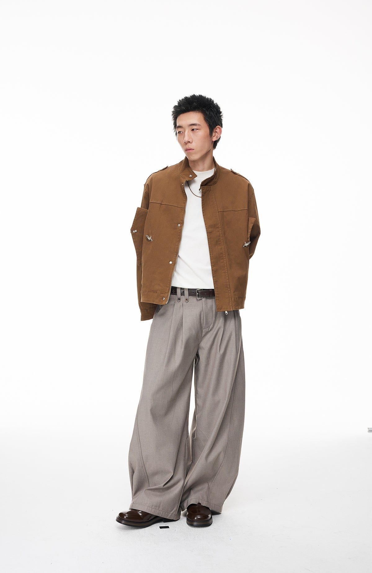 BOTANICA Pleated Curved-Leg Trousers