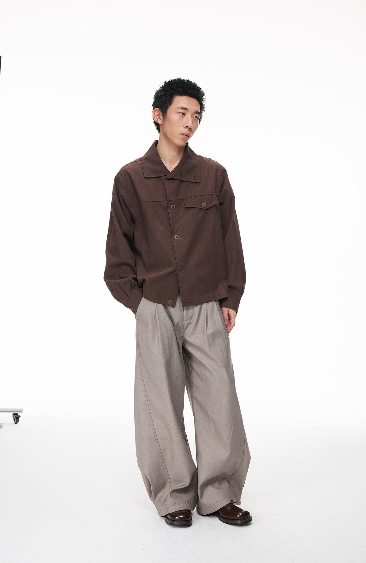 BOTANICA Deconstructed Asymmetric Placket Long-Sleeve Shirt