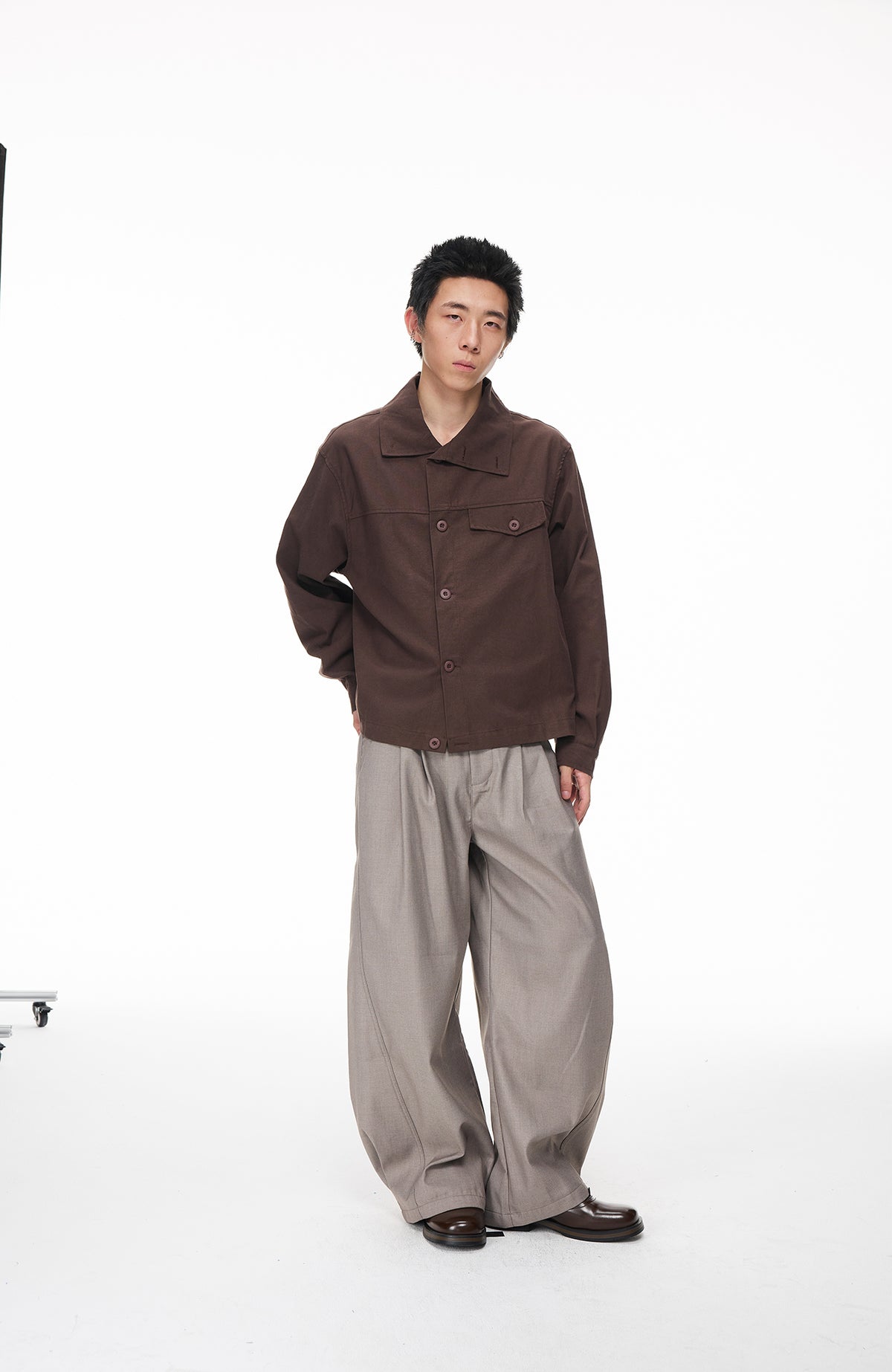 BOTANICA Deconstructed Asymmetric Placket Long-Sleeve Shirt